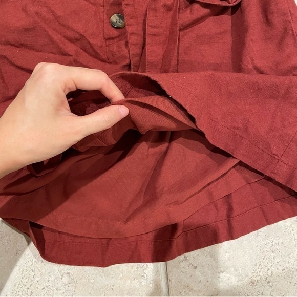 American Eagle Rust Orange Button Down Tie Classic Mini Skirt Everyday Summer - Picture 4 of 5